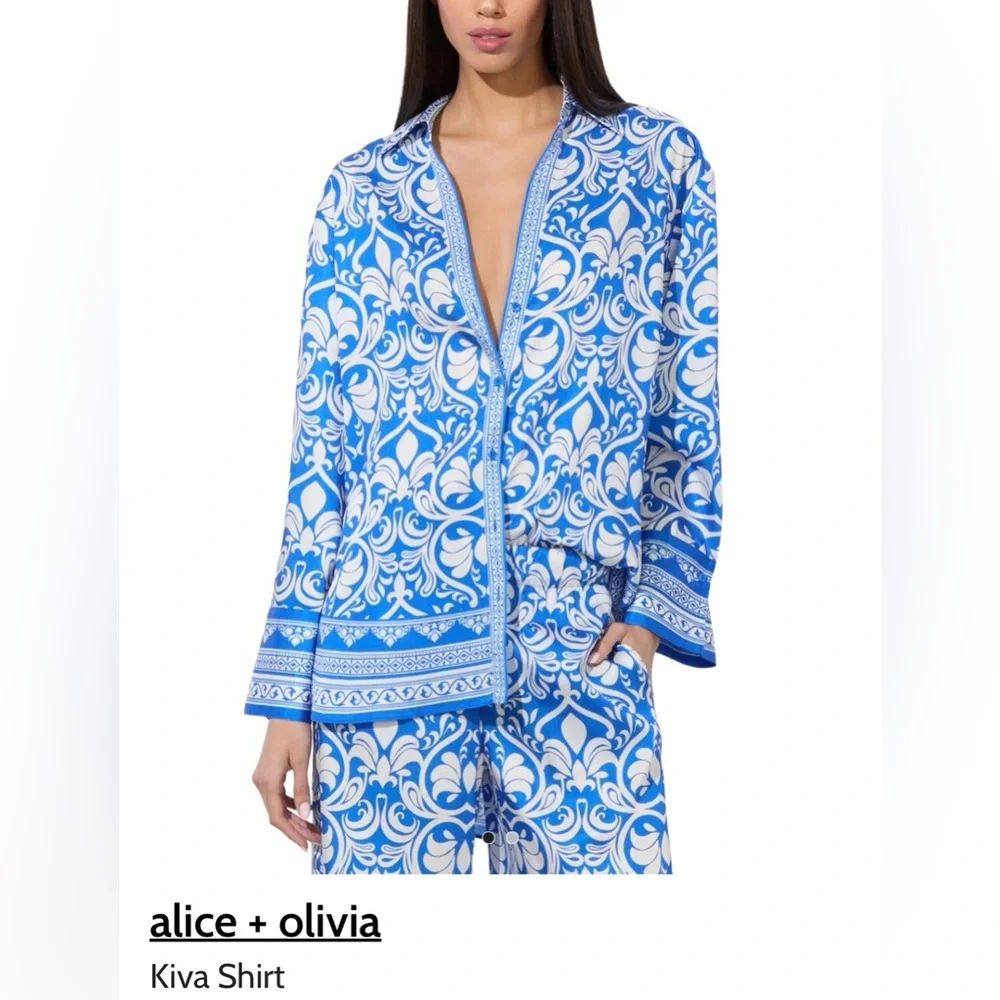 NWT GORGEOUS ALICE + OLIVIA KIVA button up Shirt -Size S - Picture 1 of 9